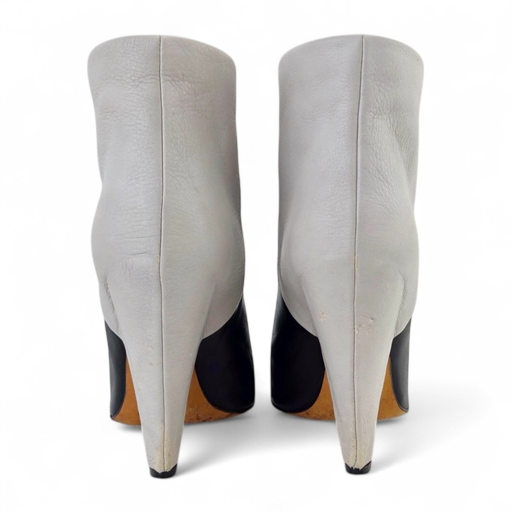IRO Black White Leather Colorblock Wedge Ankle Boots EU 38 (US 7.5/8) - Picture 5 of 7